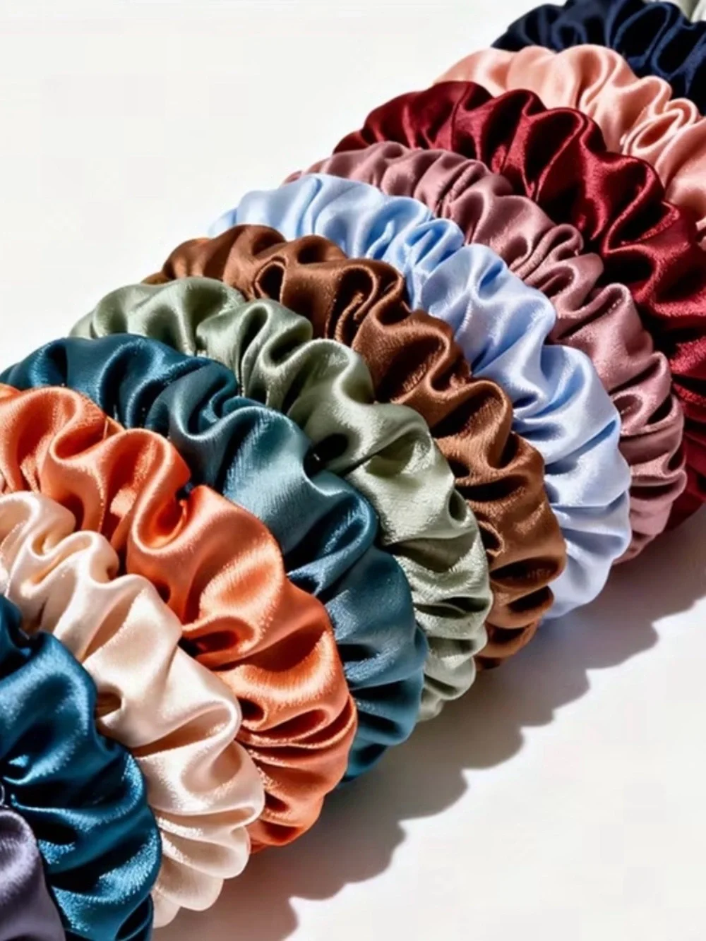 10 for $15 Colorful Satin Scrunchie Set-Multicolor-color randomly selected